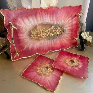 ถาดเรซินสีขาวด้ามจับสีทองหรูหราถาดโชว์น้ำหอมติดผนังหรูหราถาดเสิร์ฟในบ้านโรงแรมร้านอาหารดีไซน์ชายฝั่งสามารถเคลื่อนย้ายได้ - Product Image 5