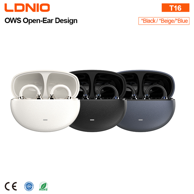 LDNIO T16 Open Ear OWS Wireless Earbuds IPX4 Sweatproof Bluetooth Headphones 400mAh Charging Case Touch Control for Running