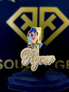 Colgante Hip Hop con letras personalizadas para niños y hombres, joyería de hielo de moissanita de Plata de Ley 925 con chapado en oro rosa - Product Image 2