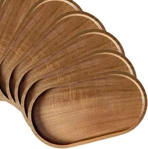 Plateau de service rectangulaire en bois écologique de luxe et assiettes ovales, vaisselle facile à nettoyer - Product Image 3