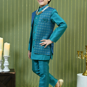 Elegante Sherwani de Seda para Niños, Traje Tradicional para Bodas y Fiestas, con Acabado Real y Sin Arrugas - Product Image 1