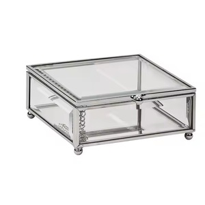 Rectangle Shaped Six Compartment Custom Sizing Glass Brass <b>Vintage</b> Jewelry <b>Box</b> for Home Restaurant Storage Decoration Bulk - Product Image 2