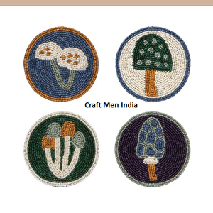 Sous-verres personnalisés faits à la main en perles de graines, design carré coloré, sous-verres décoratifs promotionnels pour hôtel et maison - Product Image 2