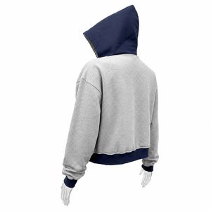 Sweat à capuche unisexe en molleton bouclette personnalisé avec fermeture éclair quart de tour – Impression sérigraphiée, effet délavé à l'acide, 100 % coton, coupe oversize - Product Image 3