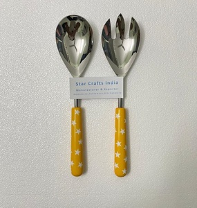 Ensemble de service à salade royal en acier inoxydable avec poignée en résine blanche poignée faite main de conception décontractée pour restaurant - Product Image 3