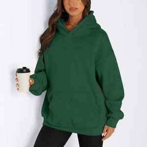 Sweats vierges goutte-épaule respirant pulls à capuche décontractés pour femme 100% coton à manches longues pull couleur unie sweats à capuche pour femmes - Product Image 3