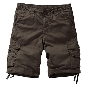 Pantalones cortos cargo de sarga de algodón de calle alta para hombre OEM diseño de cintura media con bordado salvaje con patrón sólido transpirable multibolsillos - Product Image 5