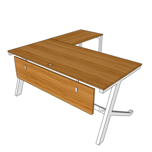 BFYB010-YBamboo L-Shaped Corner <b>Desk</b> 160x160cm with Assembled Iron Legs and Drawer - Product Image 4