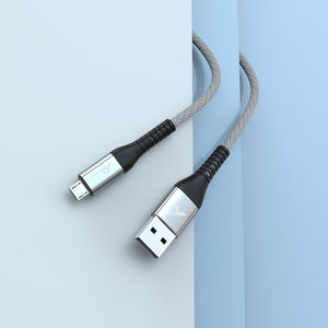Micro Cable de carga rápida de 2M, chaqueta de nailon con blindaje trenzado de Conductor de cobre puro plateado de 3A para TELÉFONO MÓVIL - Product Image 1