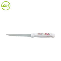 Ensemble de 4 couteaux à steak en acier inoxydable dentelé avec un motif floral écologique sur le manche