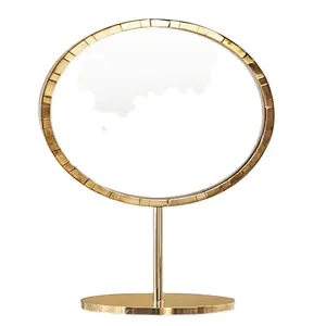 Vanity round Small gold metal per il trucco OEM stand up design di tendenza alla moda nuovo tavolo di tendenza personalizzato