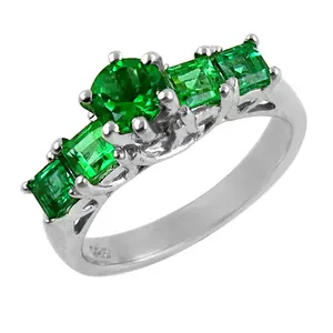 Anillo de Compromiso Romántico Geométrico con Corte Esmeralda, Chapado en Platino y Rodio, para Mujer - Product Image 3
