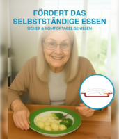 Assiette de table Unisono Plus 26 cm blanche à une main avec aide alimentaire spéciale, vaisselle de restaurant écologique verte