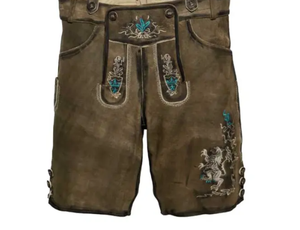 2025 nueva moda Lederhosen pantalones cortos de cuero bávaro marrón hombres cabra gamuza pantalones cortos de cuero occidental - Product Image 6