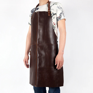 Barbecue et pique-nique d'extérieur Tablier de cuisine unisexe multifonctionnel en cuir véritable anti-taches d'huile - Product Image 3