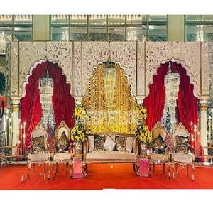 Cadre de toile de fond de scène moderne en fibre de verre découpé au laser, style Rajwada, pour mariage traditionnel de type Mehrab, personnalisable - Product Image 1