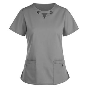 Usine directe femmes uniforme col en V haut infirmière Logo personnalisé tailles hôpital médical clinique Spa Salon prix de gros ensemble de gommage - Product Image 5