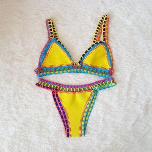 Ensemble bikini au crochet style européen et américain 2026, motif uni, maillot de bain tricoté patchwork avec logo à la taille, ensemble 2 pièces Aliexpress - Product Image 5