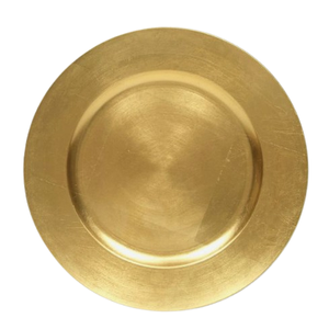 Assiette de service ronde en or au design simple pour les événements de mariage, dîner, fête, assiette de service de designer - Product Image 1