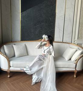 ชุดสูทแฟนซีสีไซเนอร์แฟนซีสำหรับผู้หญิงคอลเลคชั่นคอลเลคชั่นผ้าใยไหมเนื้อหนาเป็นธรรมชาติพร้อมงานปักลายเรียงเสมือนจริง - Product Image 2