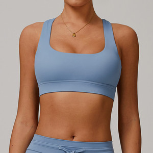 Soutien-gorge de sport personnalisé de haute qualité, respirant, antibactérien, protection UV, maintien élevé, bretelles croisées, logo frontal, tennis, yoga, gym - Product Image 2