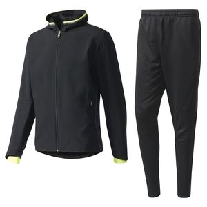 Men Black Tracksuit Set Full <b>Zip</b> <b>Hooded</b> Jacket Lightweight Jogger Pants Sports Activewear - Product Image 1