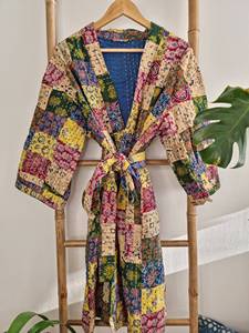 Élégant Moderne Portant 100% Naturel Impression Personnalisée Conception Kantha Kimono Veste Robe Doux Longs Manteaux Robes au Prix de Gros - Product Image 4
