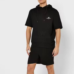 Transpirable superventas hombres Sudadera con capucha pantalones cortos conjunto de alta calidad ropa informal precio razonable hombres sudaderas con capucha conjunto corto para adultos - Product Image 5