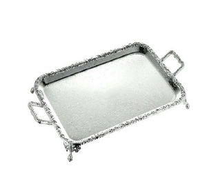 Bandeja de servicio de latón chapada en plata con bandeja de latón elegante Bandeja chapada de calidad superior de aspecto elegante - Product Image 1