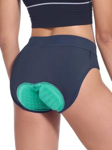 Shorts de cyclisme pour femmes bleus avec rembourrage 3D et coussinets en gel verts, style ajusté et anti-humidité - Product Image 1