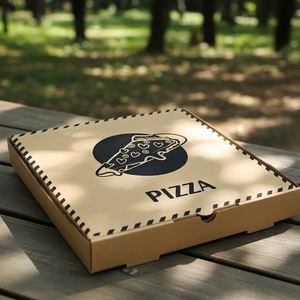 Boîte à pizza écologique, compatible micro-ondes, en papier kraft, biodégradable et recyclable, pour les entreprises de livraison et de vente à emporter de pizzas - Product Image 3