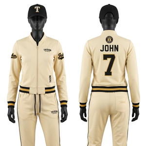 <b>Women</b> Baseball Training Suit Premium Polyester Interlock 240 GSM Orange Black Contrast Zipper <b>Jacket</b> Pants Custom Logo Athletic - Product Image 4