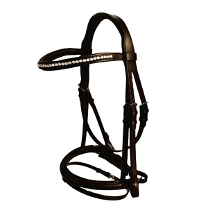 Bride en cuir Bride de cheval en cuir fantaisie de qualité supérieure Boucles et décoration en or rose - Product Image 2