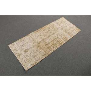 Tapis turc, petit tapis vintage 2x5 pieds, tapis en laine beige patchwork - Product Image 4