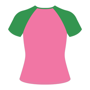T-shirt à manches raglan rose pour fille, vêtements de sororité grecque, vêtements de sororité universitaire rose et vert pour femmes, vêtements grecs élégants - Product Image 4