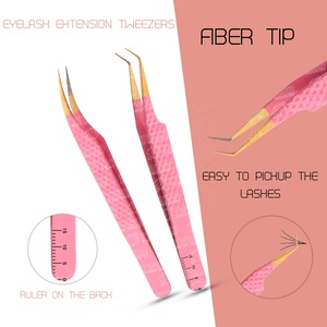 Punta de fibra Puntas firmemente cerradas Pinzas ligeras probadas a mano Fácil de hacer que los ventiladores recojan pestañas de 0,03mm fácilmente con soporte - Product Image 5