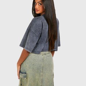 T-shirt streetwear en coton 100% lavé, personnalisé, de haute qualité, avec des applications de boutons troués, couleurs personnalisées, nouveau pour l'été - Product Image 3