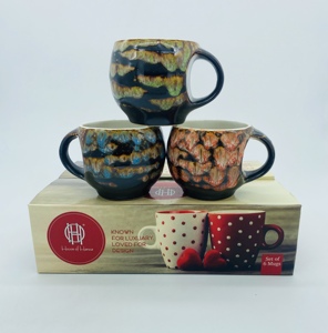 6PC Ceramic Designer <b>Mugs</b> <b>Set</b> Assorted Styles & Colors Perfect for Gift Boxes - Product Image 1