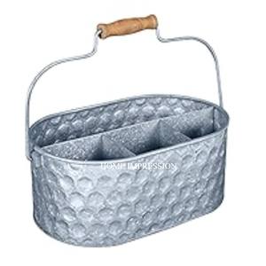 Decorative Farmhouse Galvanized <b>Utensil</b> Caddy For Keeping Cutlery Napkins And Small <b>Kitchen</b> Tools Neat and Accessible Supplies - Product Image 5