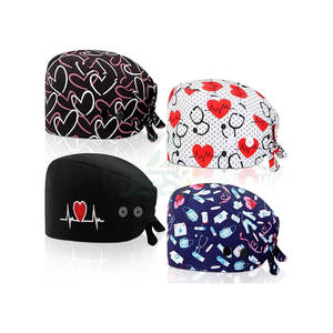 Casquettes d'infirmière unisexes, casquettes de travail pour infirmières, bouton intégré, bandeau anti-transpiration, chapeaux de travail ajustables et élastiques, confortables, broderie 3D - Product Image 1