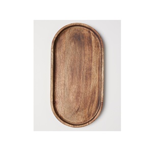 Elegant Custom Size Oval Shape Natural Wooden Serving Tray with Polish for Home Dinnerware Serving - Product Image 1