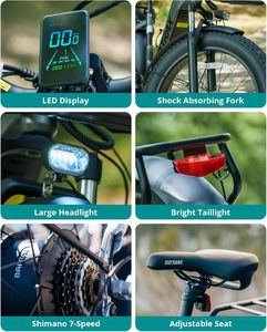 จักรยานไฟฟ้าพับได้20 "พร้อม40ไมล์ (Pedal-assist1) โดยแบตเตอรี่48V 20Mph พลังงานสูงสุด500W จักรยานไฟฟ้าสำหรับผู้ใหญ่ - Product Image 6