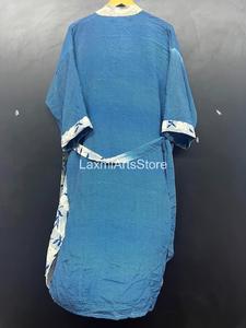 Handmade Floral Crepe Silk <b>Kimono</b> Robe for <b>Women</b> | Soft Comfortable Summer Bathrobe V-neck Elastic Waist | Vintage Luxury Resort - Product Image 6