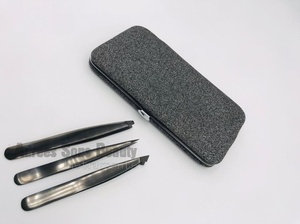 Pinzas profesionales para desplumar el cabello de las cejas, uso de belleza afilado puntiagudo cuadrado inclinado de acero inoxidable sostenible negro - Product Image 6