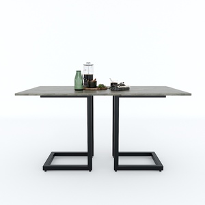 Juego de Comedor Racoli BA68050 Rectangular 140/160x80cm de Madera MDF con Patas de Hierro, Material de Piedra Sinterizada, Ensamblado - Product Image 4