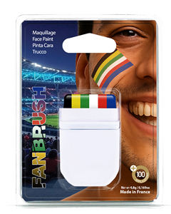 Pennelli a ventaglio per il trucco del viso per la Coppa del Mondo in Sudafrica, all'ingrosso per distributori, prodotti in Francia, 48 paesi, colori e loghi personalizzabili - Product Image 1