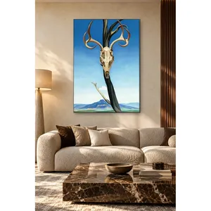 Impresión en lienzo de Fida Georgia O'Keeffe con diseño de cráneo de ciervo y montaña Pedernal - Product Image 1