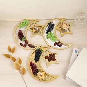 Wood Moon Star Ramadan Tray Islamic Eid Mubarak Platter Decorative Food Plate <b>Table</b> Home Party Luxury Dessert Dishes Snack - Product Image 3