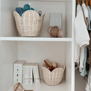 Ensemble de 2 paniers en rotin Lily, faits à la main, écologiques, en rotin naturel, forme ronde moderne, panier de rangement multi-usages - Product Image 3