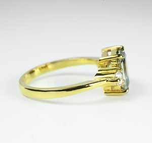 2,0 CTW gris corte esmeralda Moissanite anillo de compromiso 10K oro sólido regalo de aniversario con 3 piedras diseño boda perla joyería - Product Image 3